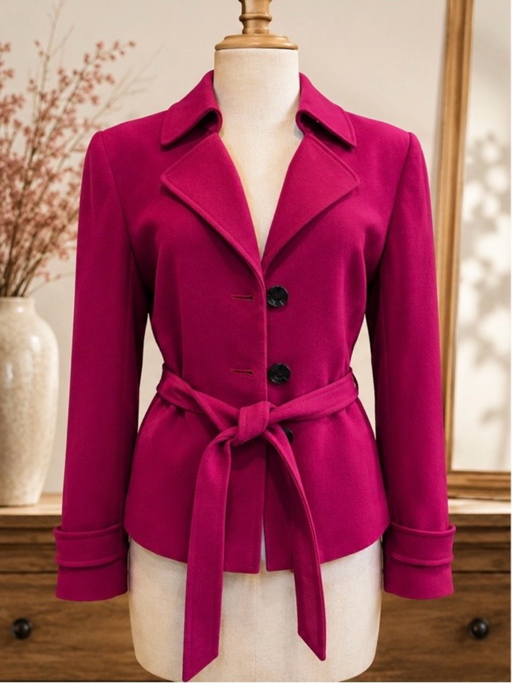 Vintage Tahari Arthur S. Levine Belted Magenta Blazer